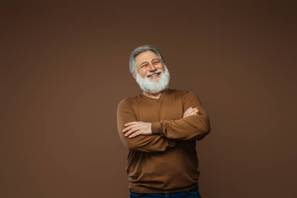 istock Portrait of a real happy old man 1410482582