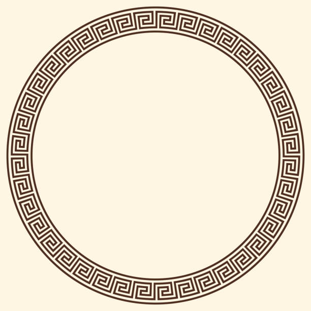 ilustrações de stock, clip art, desenhos animados e ícones de greek key pattern, round frame. decorative ancient meander - mosaic greek culture mythology ancient