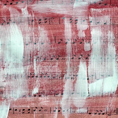Abstract collage with 19th century music book page