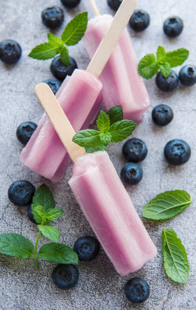 istock Homemade blueberry ice cream or popsicles 1410494828