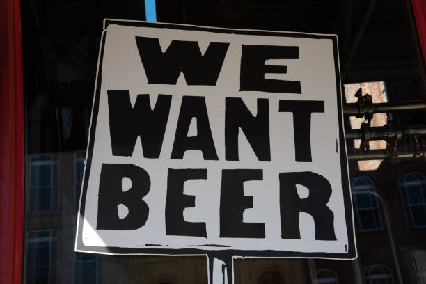 We Want Beer Sign stock photo