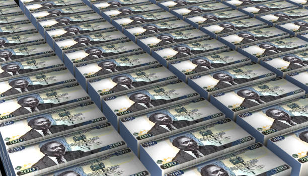 3D Pile of Kenya 200 Shillings Money banknote stock photo
