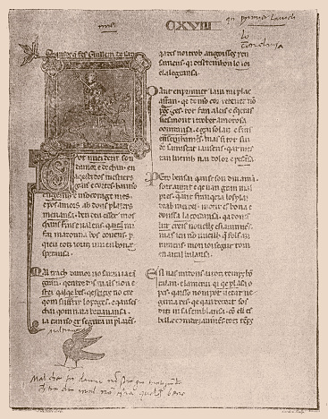 Illustration of a Troubadour song manuscript of the 14th century