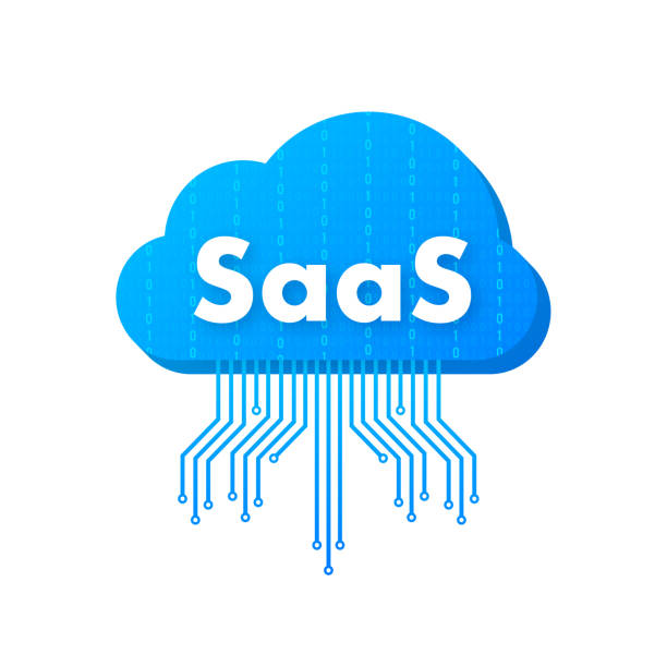 SaaS - Software as a service. Cloud sevice, synchronize. Vector illustration. SaaS - Software as a service. Cloud sevice, synchronize. Vector illustration synchronize stock illustrations