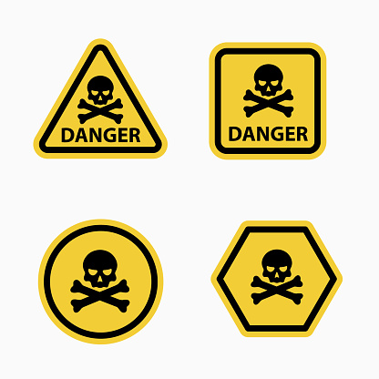 A set of isolated danger skull icons.