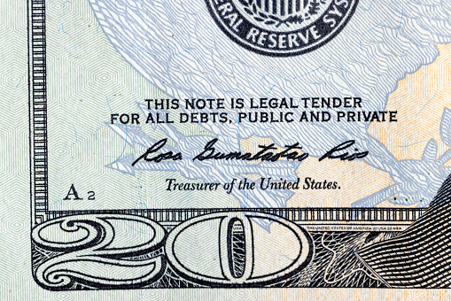 details of cash American twenty dollars, cash American dollars with a face value of 20 close-up