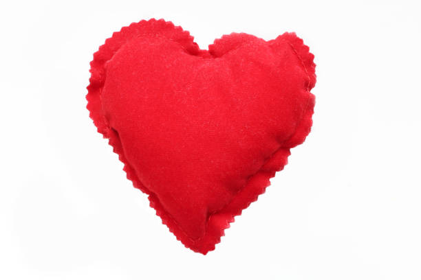 istock Red stuffed heart decoration. Cute gift isolated on white background. Mockup,template 1410505405