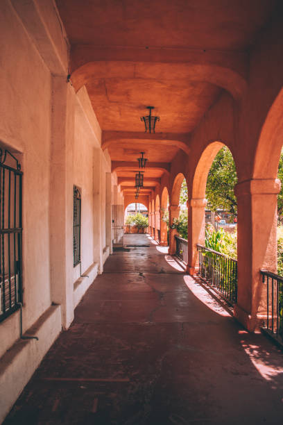 istock Outdoor hallway in old southwest hacienda 1410506780