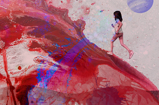 Abstract digital photo of a girl running