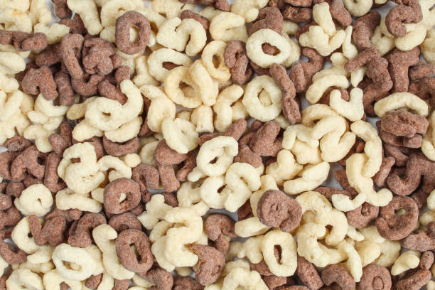 istock Numbers shaped cornflakes. Black and white chocolate cereals. 1410513047