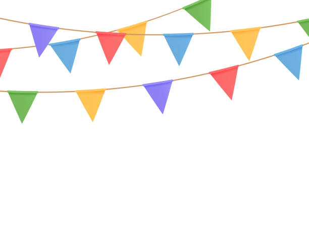 istock Flag triangle garland card. Happy Holiday carnival. Birthday party decor. Welcome bunting background. Fair fest event. Festive celebration banner. Anniversary invitation. Surprise. Vector illustration 1410517101
