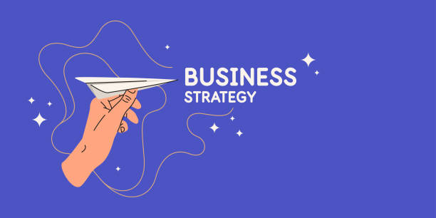 istock A man's hand holds a paper airplane. Isolated illustration. Template for the design. Business management strategy 1410519041