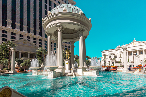 Las Vegas, Nevada, USA - July 6th, 2022: Caesar's Palace hotel and casino pool