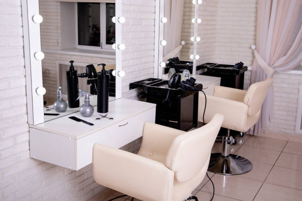 istock Working places for masters in hairdressing beauty salon. 1410521238