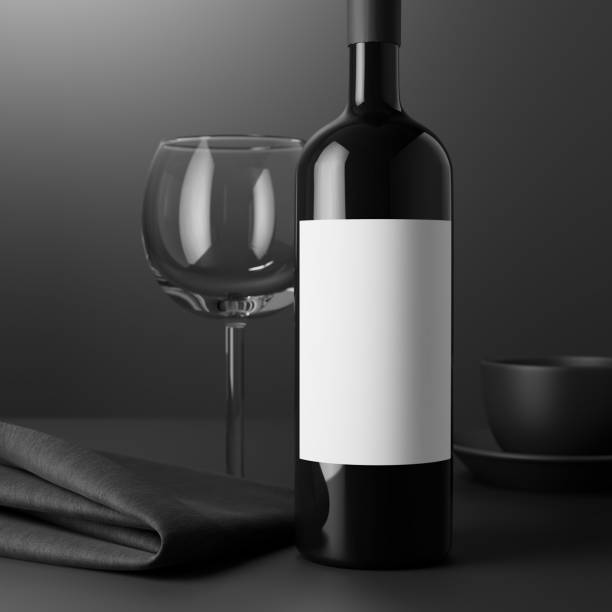 bouteille de vin avec l’étiquette blanche - bottle wine red blank photos et images de collection
