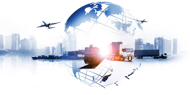 istock Logistics and transportation of world Container Cargo ship and Cargo plane with working crane bridge in shipyard at sunrise, logistic import export and transport industry background 1410529774
