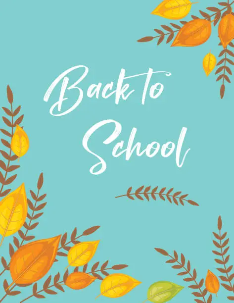 Vector illustration of Bright Autumn Back To School Background With Leaves