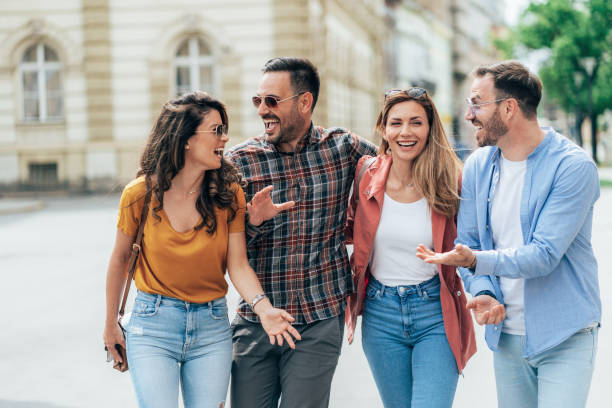 istock Friends having fun outdoors in the city 1410534419
