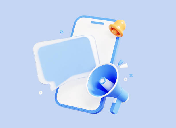 istock 3D Phone with Megaphone and speech bubble. Bell notification. Marketing time concept. Creative cartoon design illustration with smartphone and message empty copy space for promotion. 3D Rendering 1410535930