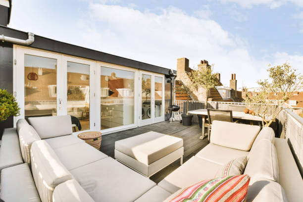 istock Interior of a modern bright balcony with wooden floors 1410537516