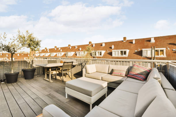 istock Interior of a modern bright balcony with wooden floors 1410537517
