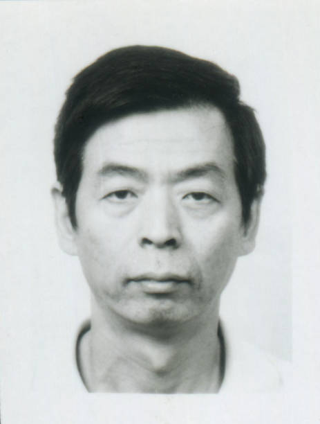 Chinese mature men portrait monochrome old photo stock photo