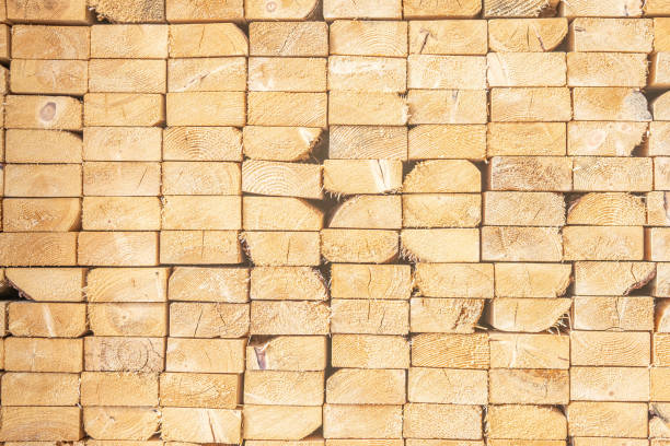 istock Wood Stacked in Lumberyard from a sawmill 1410563876