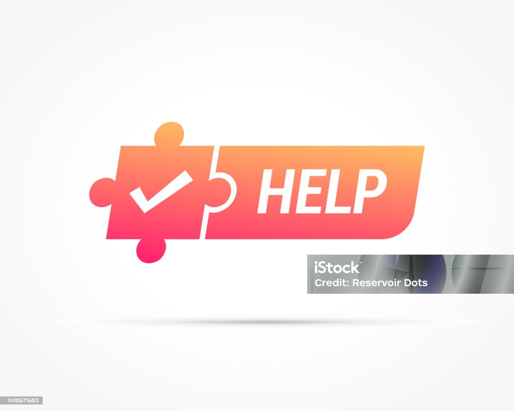Help Label Help Puzzle Piece Label Stock Illustration - Download Image Now ...