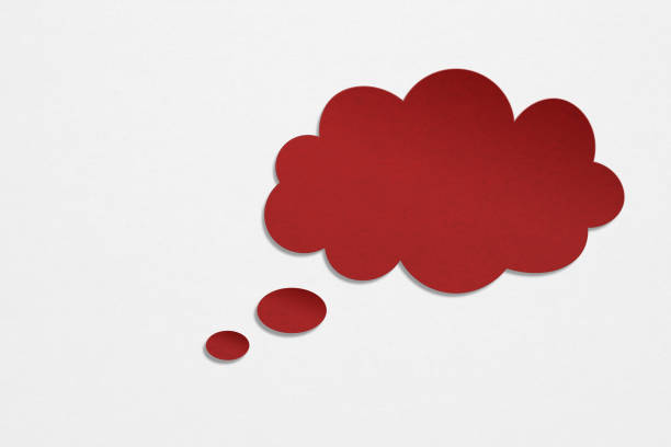 blank cloud bubble speech red grunge paper cut on grunge grey background with copy space