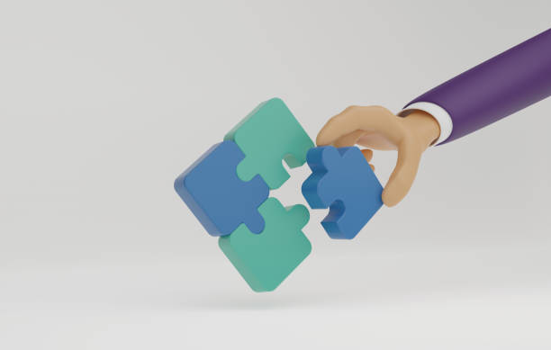 istock Businessman holding puzzle connecting puzzle pieces on white background. 1410580584