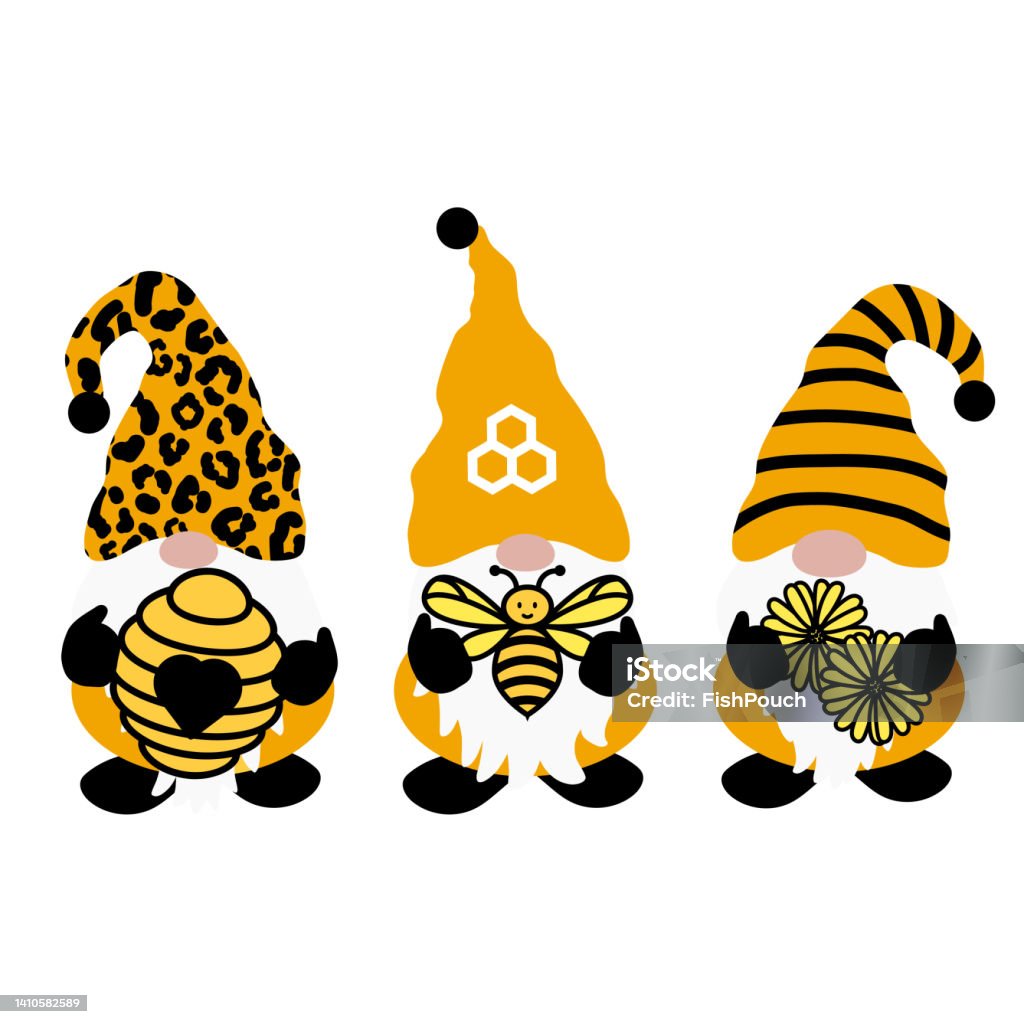 Bumble Bee Gnomes For Spring And Summer Yellow Honey Gnome Cartoon  Illustration Stock Illustration - Download Image Now - iStock