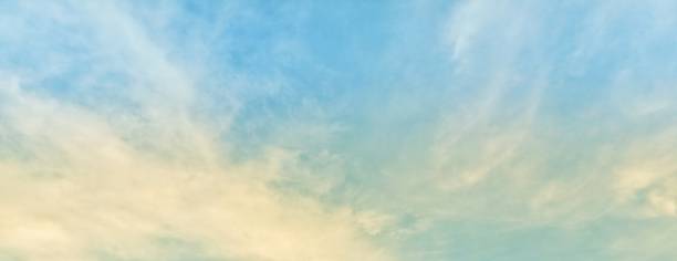 istock Background of bright evening sky and background of thin clouds, sky clouds, blue sky and white clouds floating in the sky on a clear day with warm sunlight. 1410583122