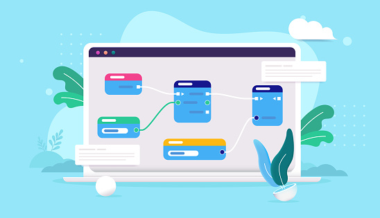 Script Overview Visual Visual Scripting With Nodes Stock Illustration - Download Image Now ...