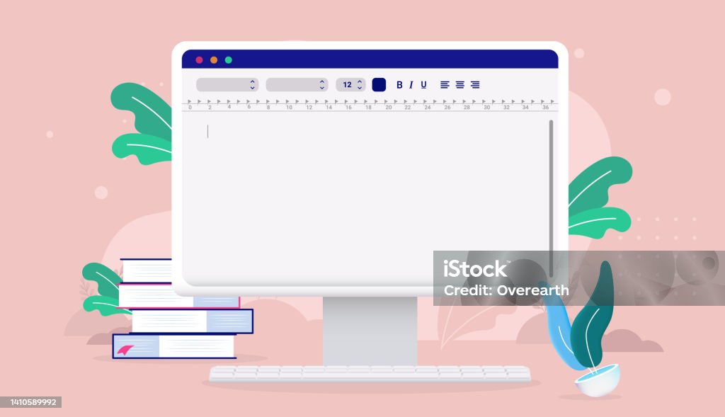 Computer Adit Text Text Edit Software On Computer Screen Stock Illustration - Download ...