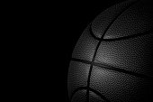 istock Closeup detail of basketball ball texture background. 3d render 1410591424