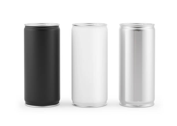 istock Aluminum blank soda can, black and white variations isolated on white background 1410591627