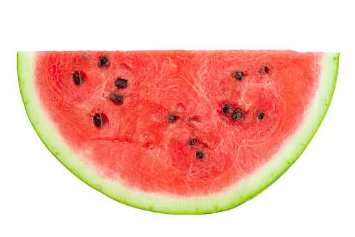 A half of fresh watermelon isolated on white background. File contains clipping path.