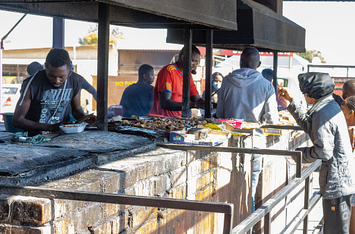 People visible at Oshetu Market in Katutura Township near Windhoek, Namibia