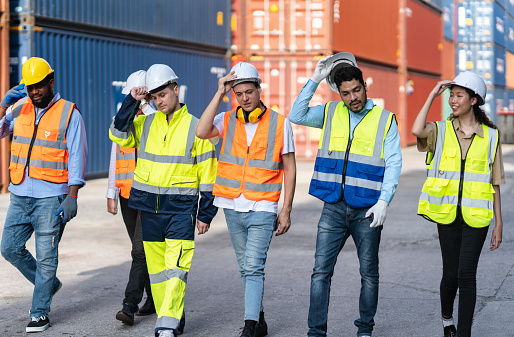 Colleagues at container terminal