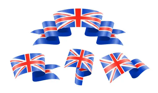 Vector illustration of United Kingdom - collection of waving country flags.