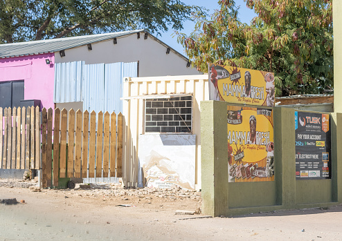 Mamma Fresh Convenience Store at Katutura Township near Windhoek at Khomas Region, Namibia, with a large commercial sign visible.