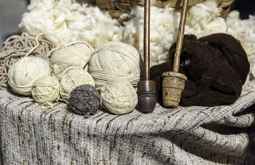 Detail of virgin wool products, clothing manufacturing