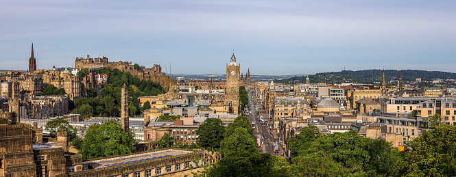 The panoramic view of Edinburgh, Scotland.