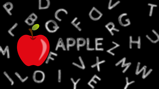 apple on blur black board. concept for back to school.