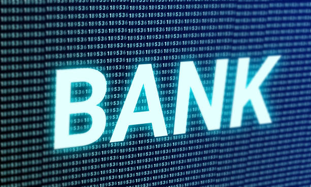 istock 3d digital bank word isolated on digital background 1410602044
