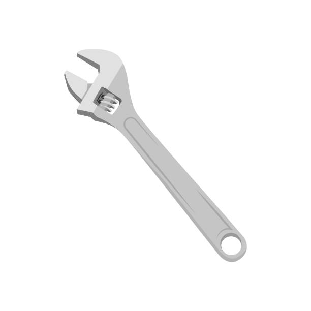 ikona klucza płaska konstrukcja. - adjustable wrench wrench isolated work tool stock illustrations
