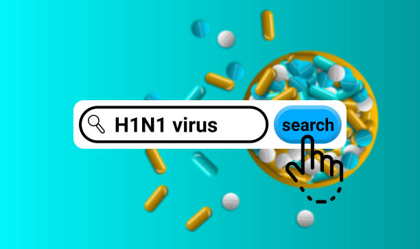 imagem de ilustração de pesquisa de vírus h1n1. - hiv cell human cell retrovirus - fotografias e filmes do acervo