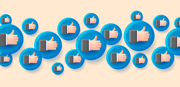 istock Background with corcle bubbles with hand with thumb up like sign on blue circle 1410603688