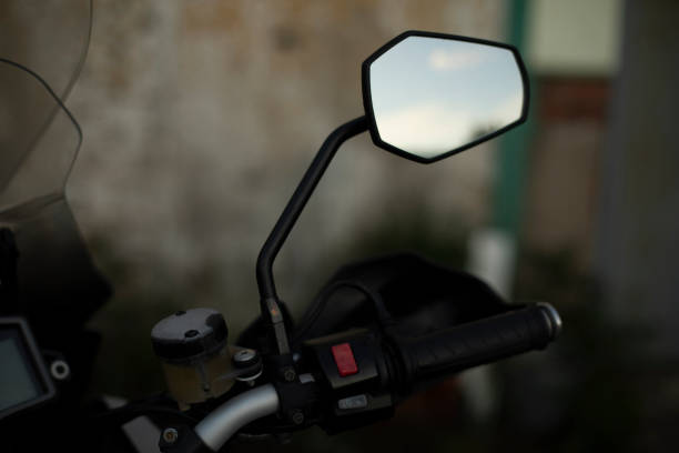 istock Rear-view mirror on motorcycle. Mirror on bike. 1410603939