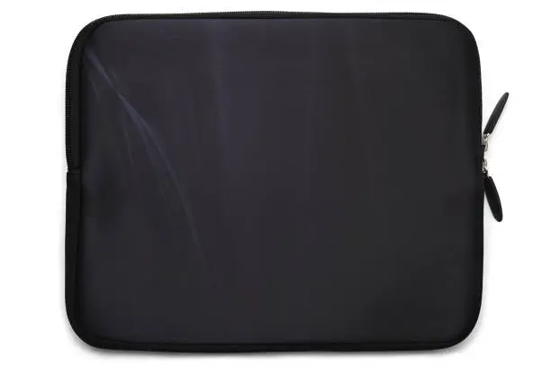 Textile tablet computer case on white background